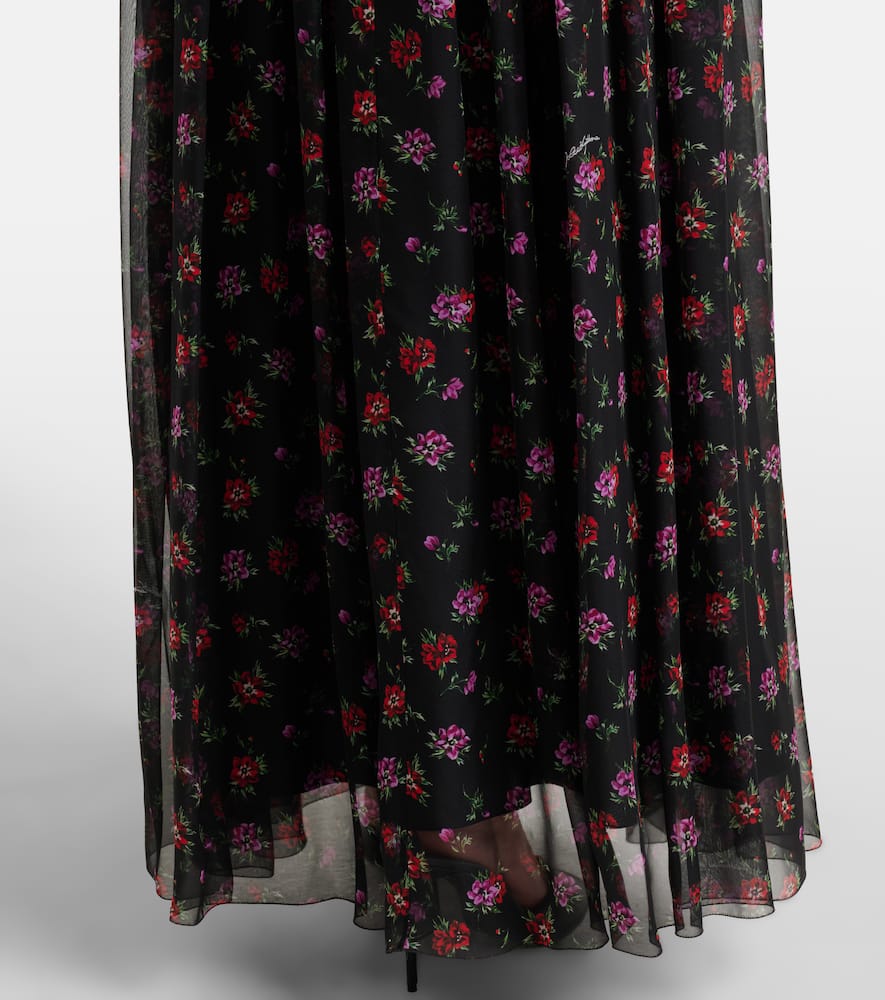 Floral silk chiffon maxi dress