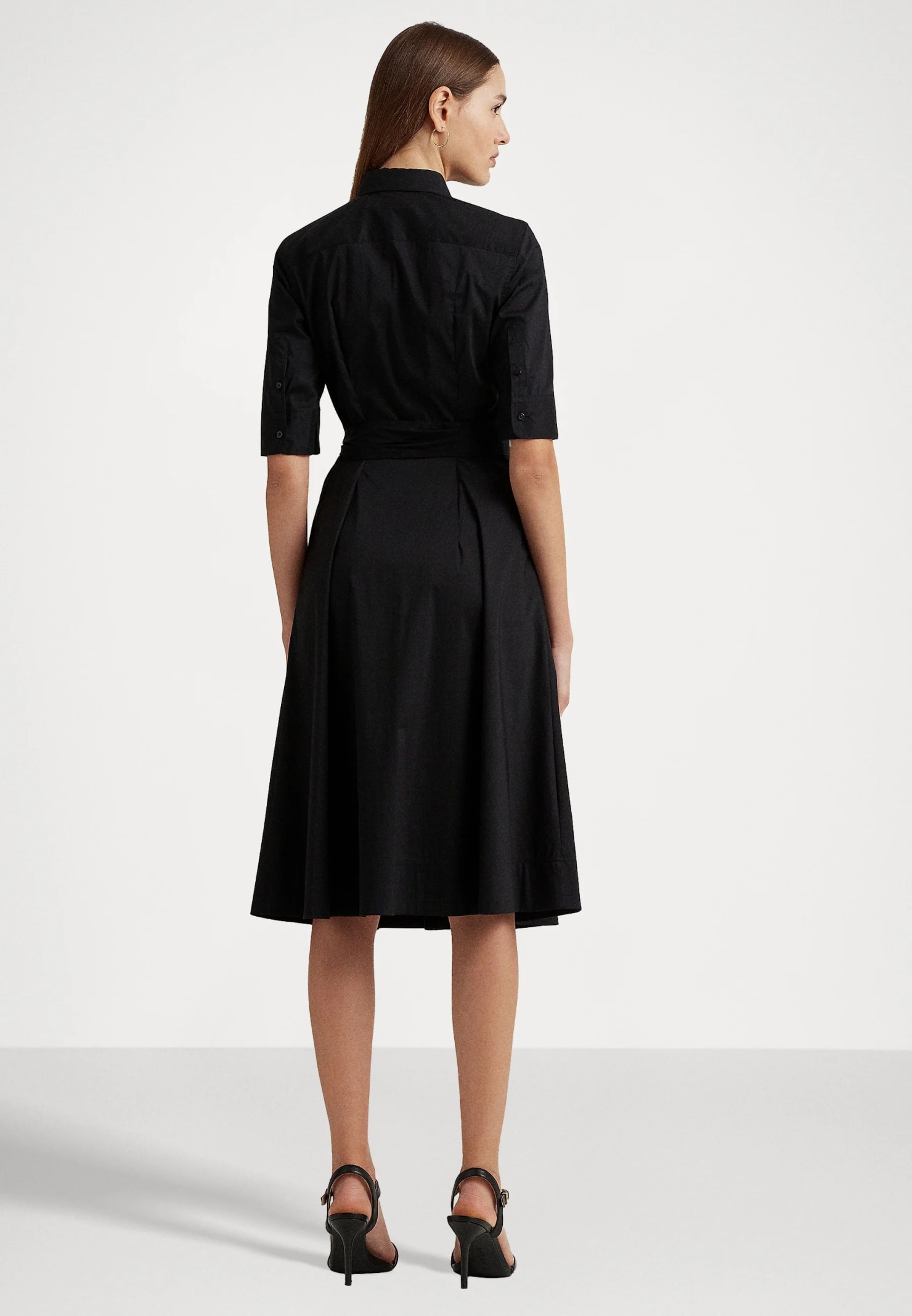 Short-sleeved shirt dress - Black