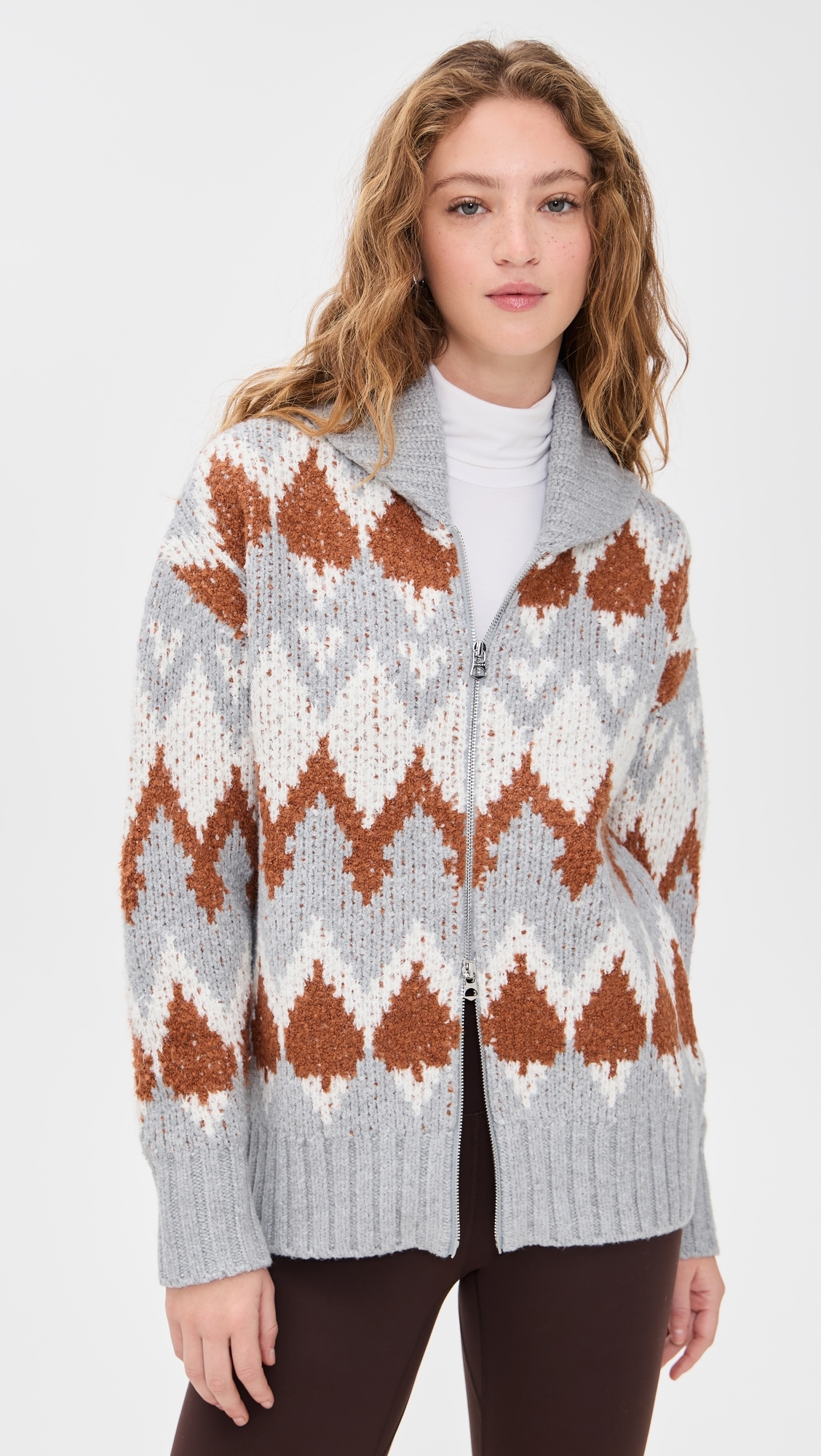 Brockley Jacquard Knit Jacket Grey Melange 