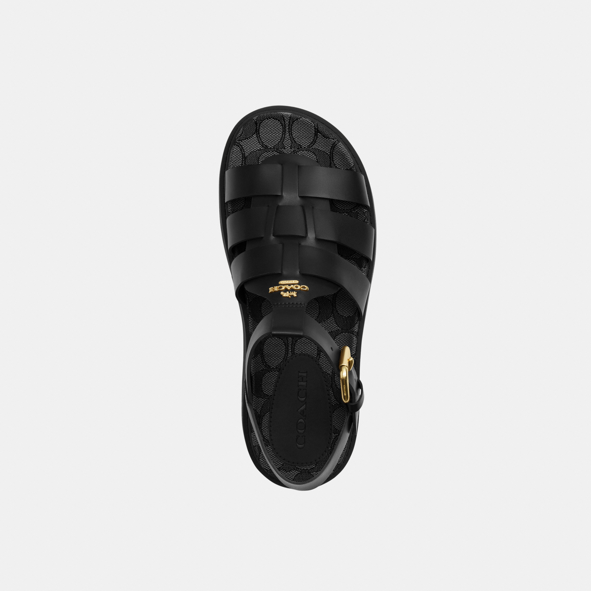 Coach Womens Lucy Lug Sole Sandal In Signature Jacquard - Black