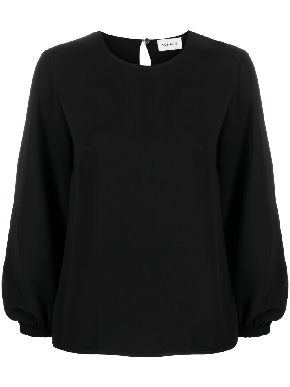 Long-sleeve round-neck top - Black