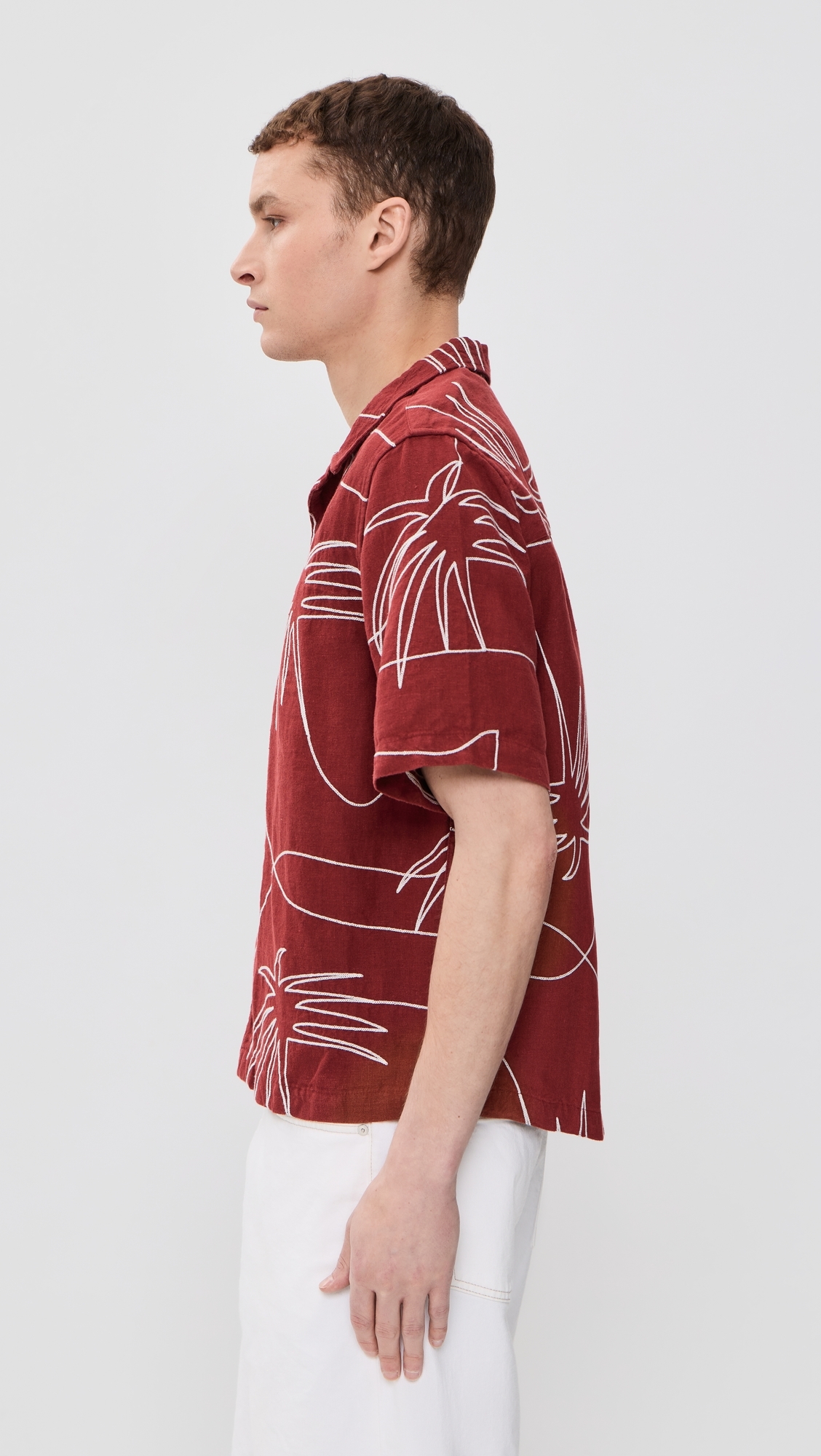 Veloso Embroidered Palm Shirt Red