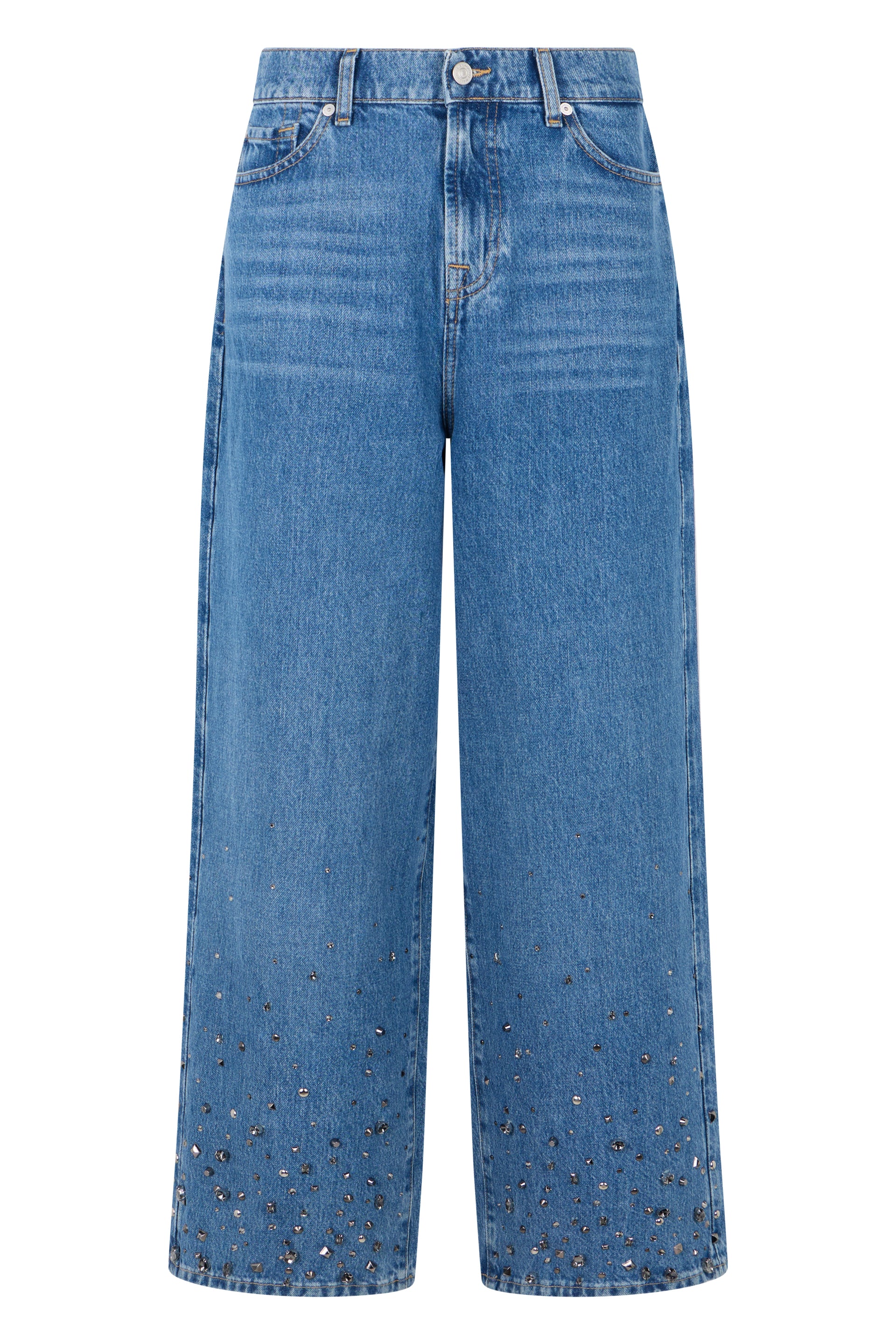 Tailorless Slouchy Fit Rhinestone-Trim Jeans