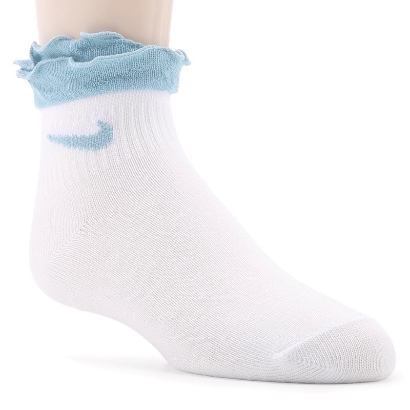 Kids' 6 Pack Youth X-Small Ruffle Ankle Socks (White Assorted)
