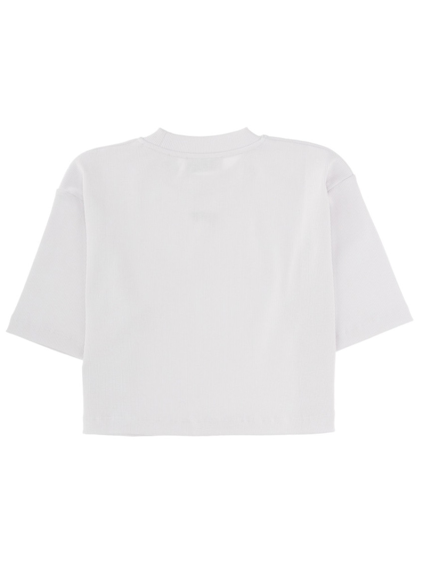 Off-White - cropped ribbed logo t shirt crewneck