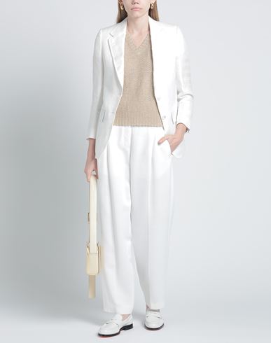 Woman Blazer White Size 8 Linen