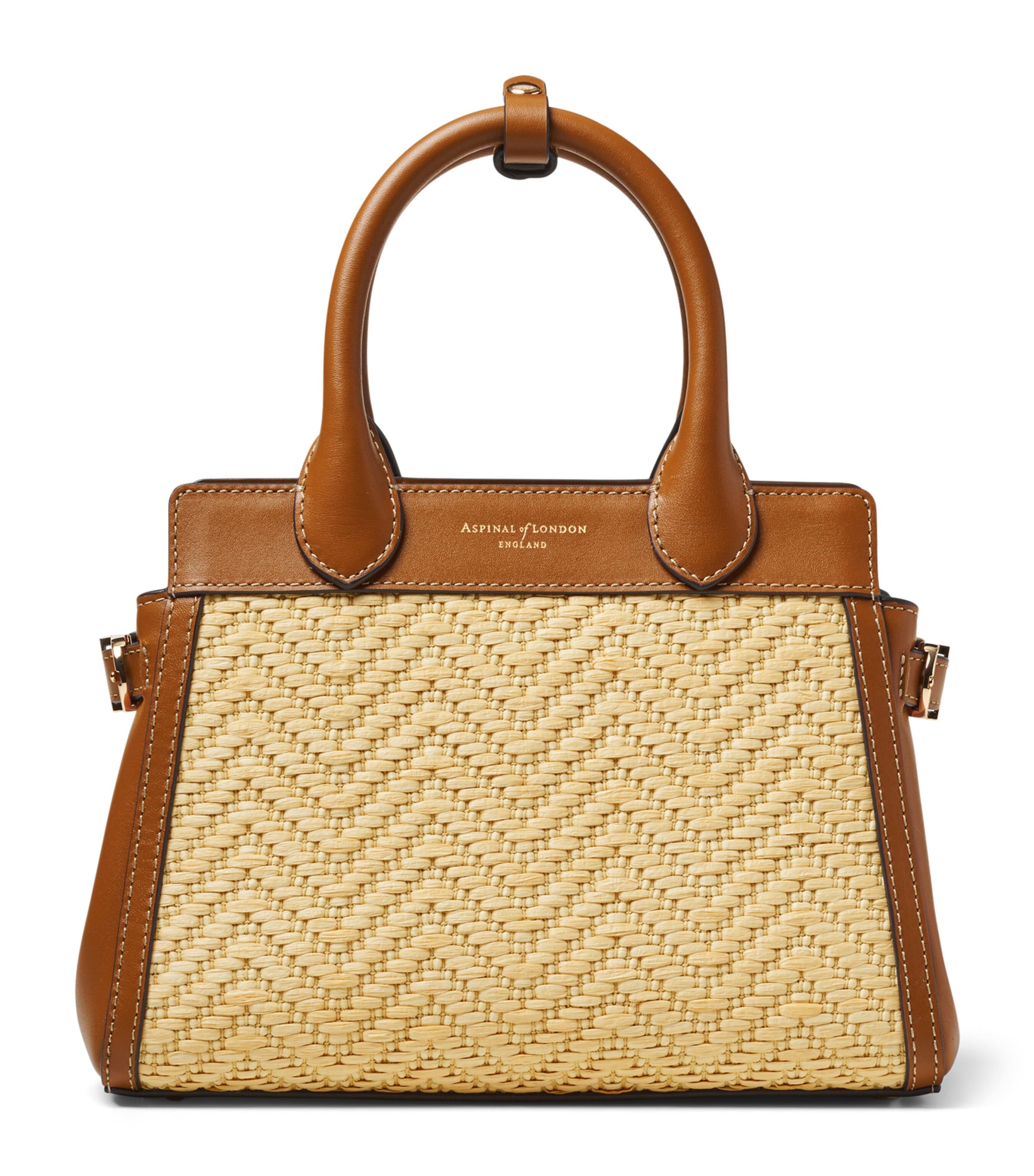 Mini Raffia-Leather Savannah Top-Handle Bag
