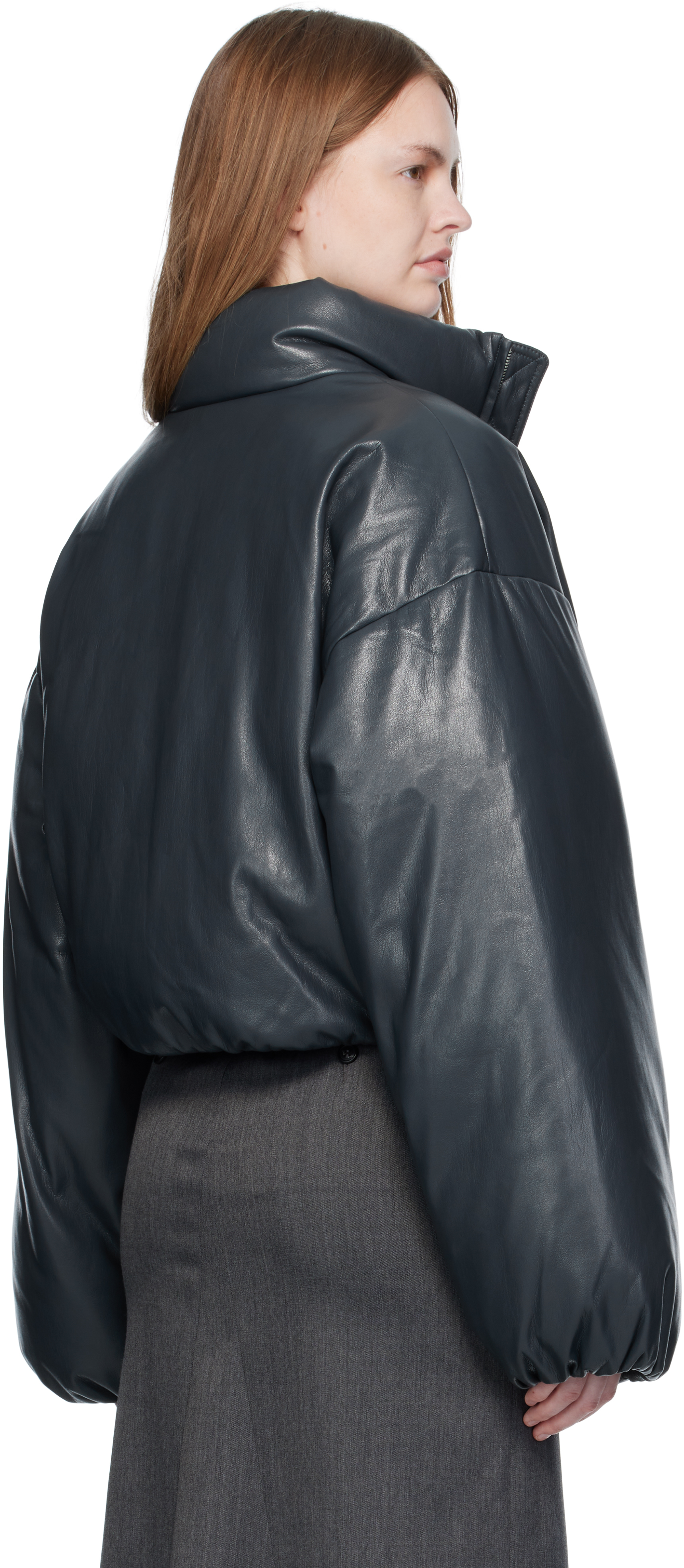 Black Lilima Down Vegan Leather Jacket