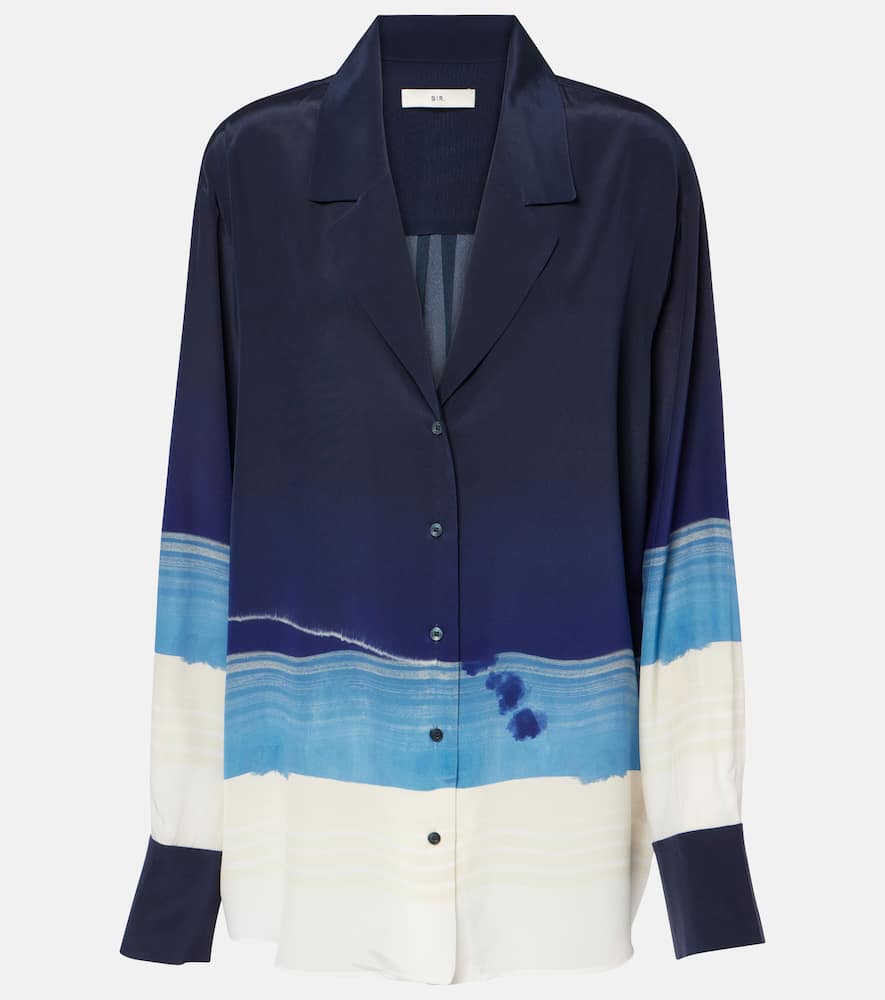 Mariner printed silk crêpe de chine shirt