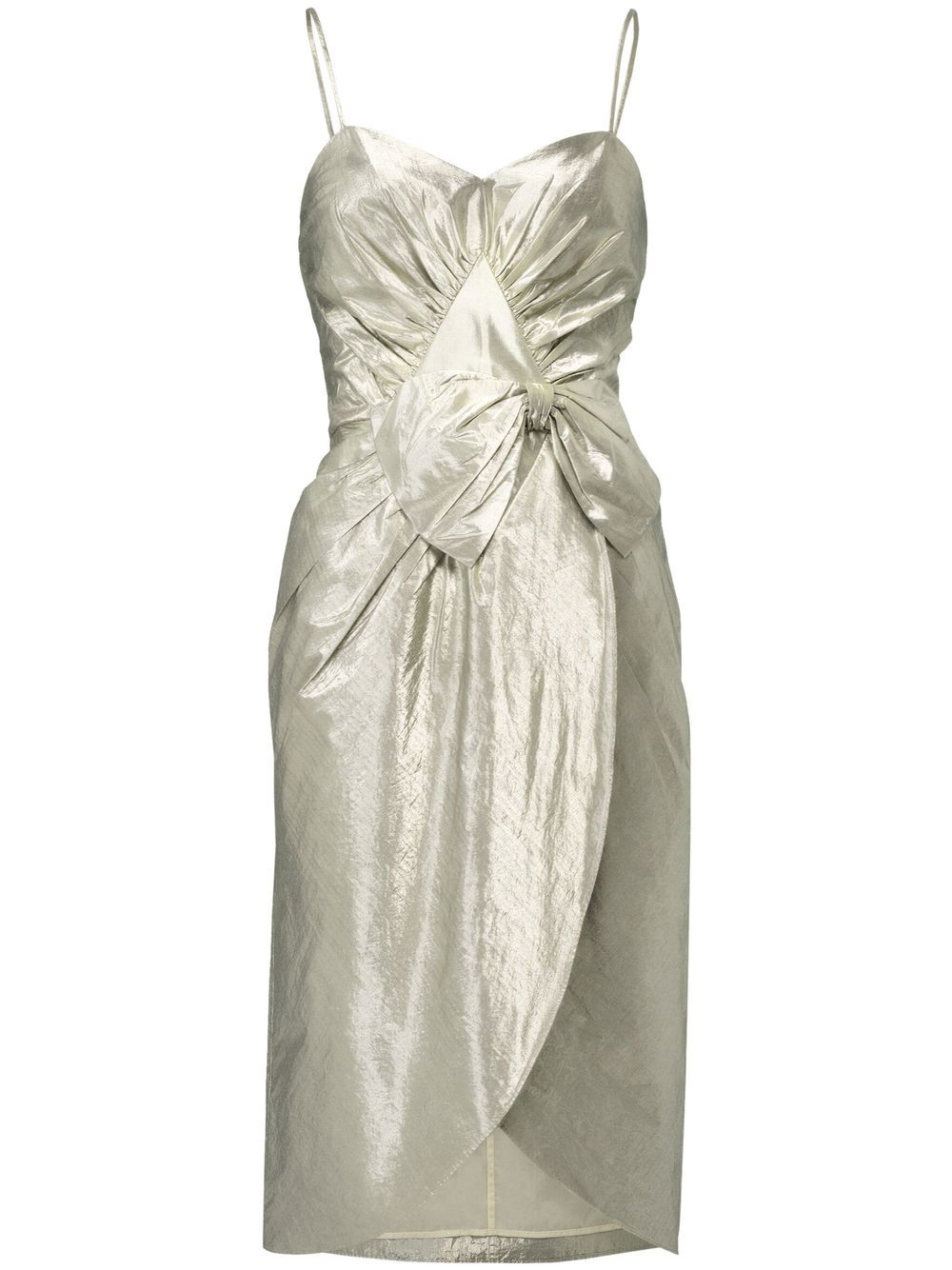 Gathered bow detail midi dress - Silver