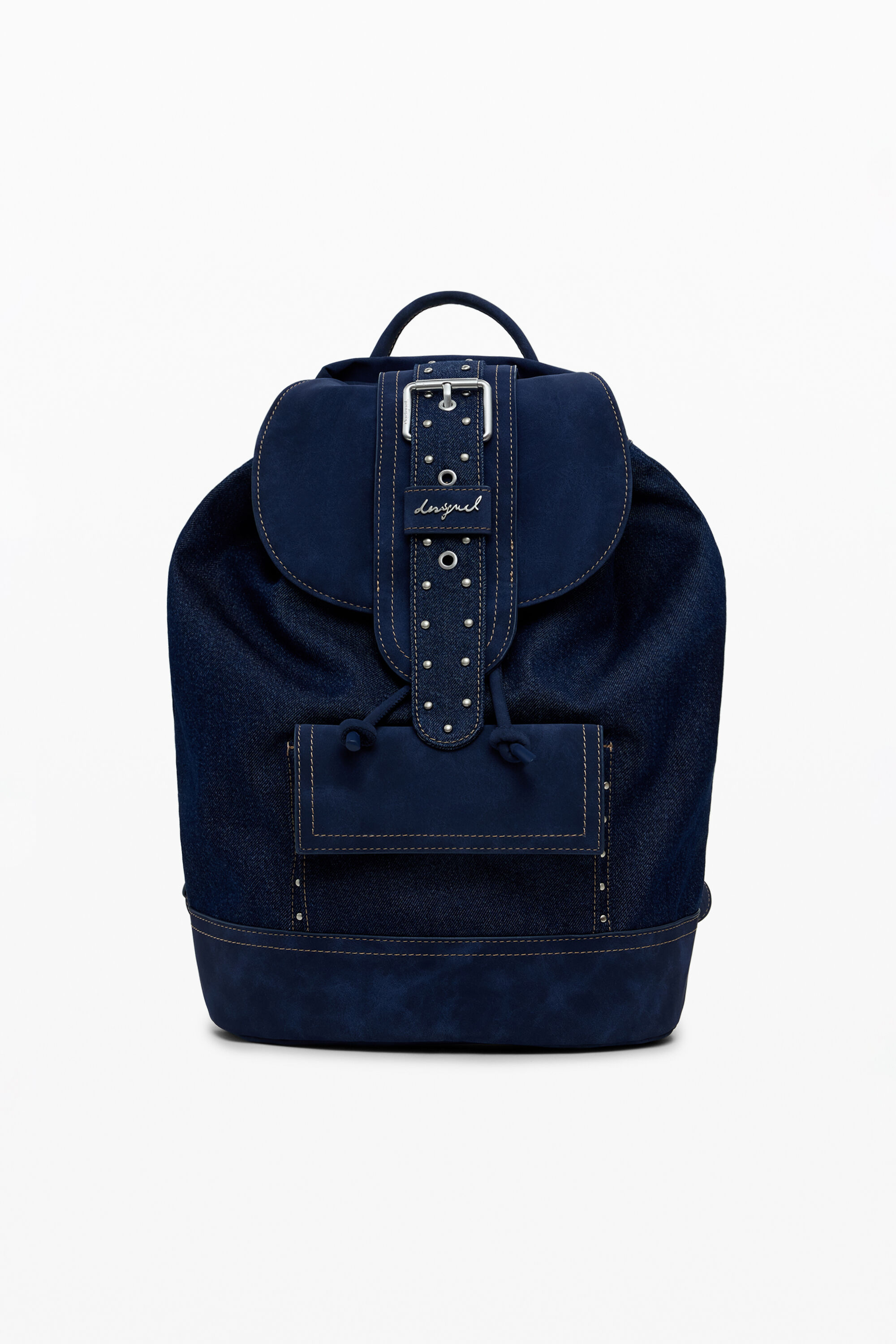 Medium convertible denim bucket backpack