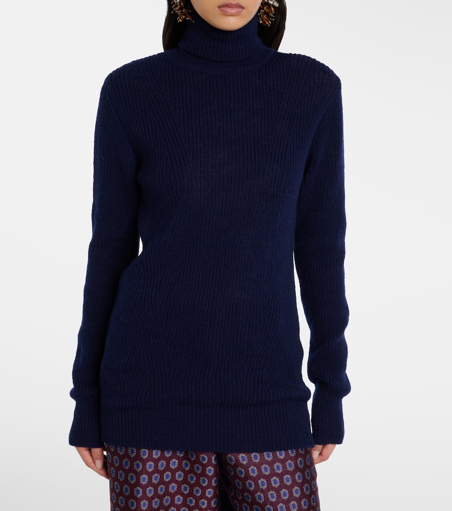Ribbed-knit wool turtleneck sweater