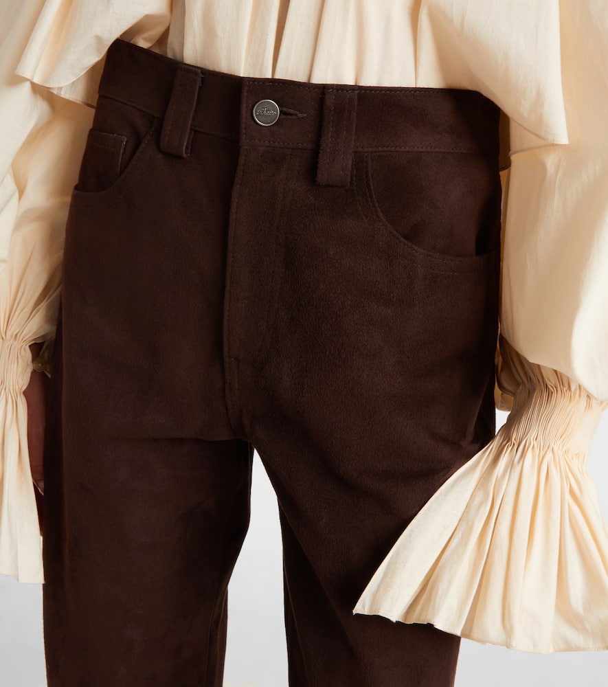 Callum high-rise suede straight pants