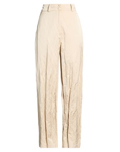 Woman Pants Beige Size 12 Viscose, Cotton, Metallic fiber