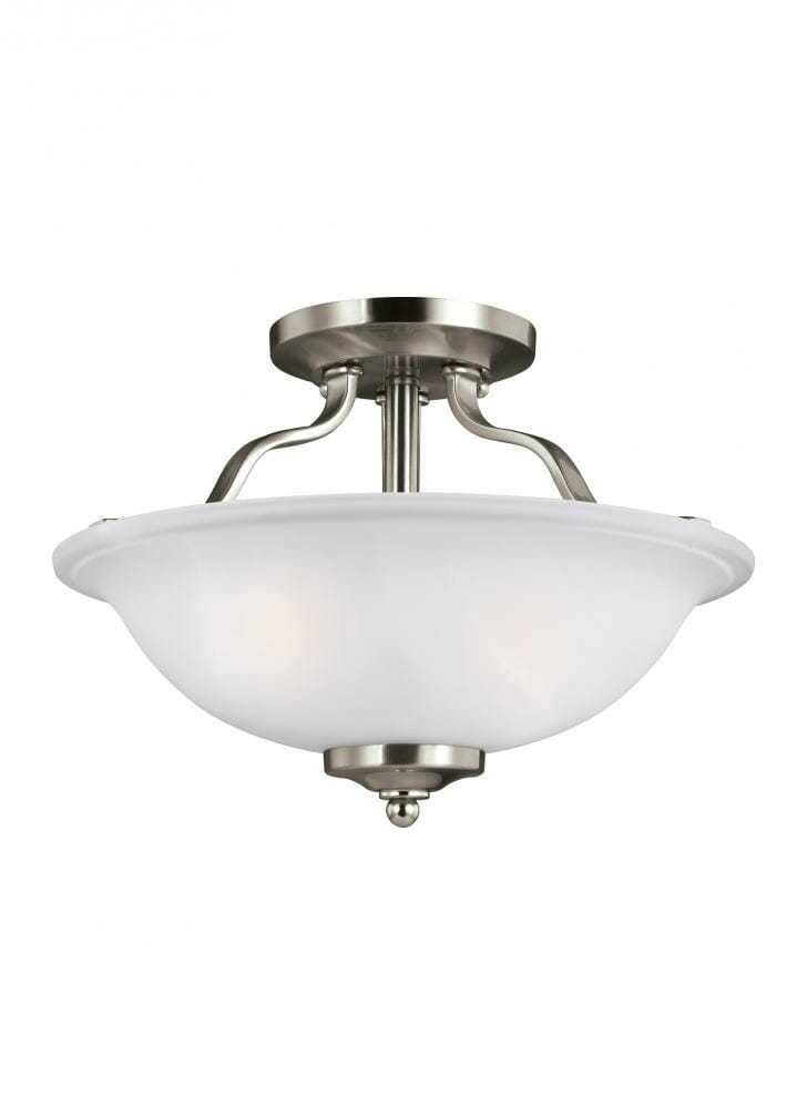 Brushed Nickel Two Light Semi-Flush Mount from the Emmons Collection
