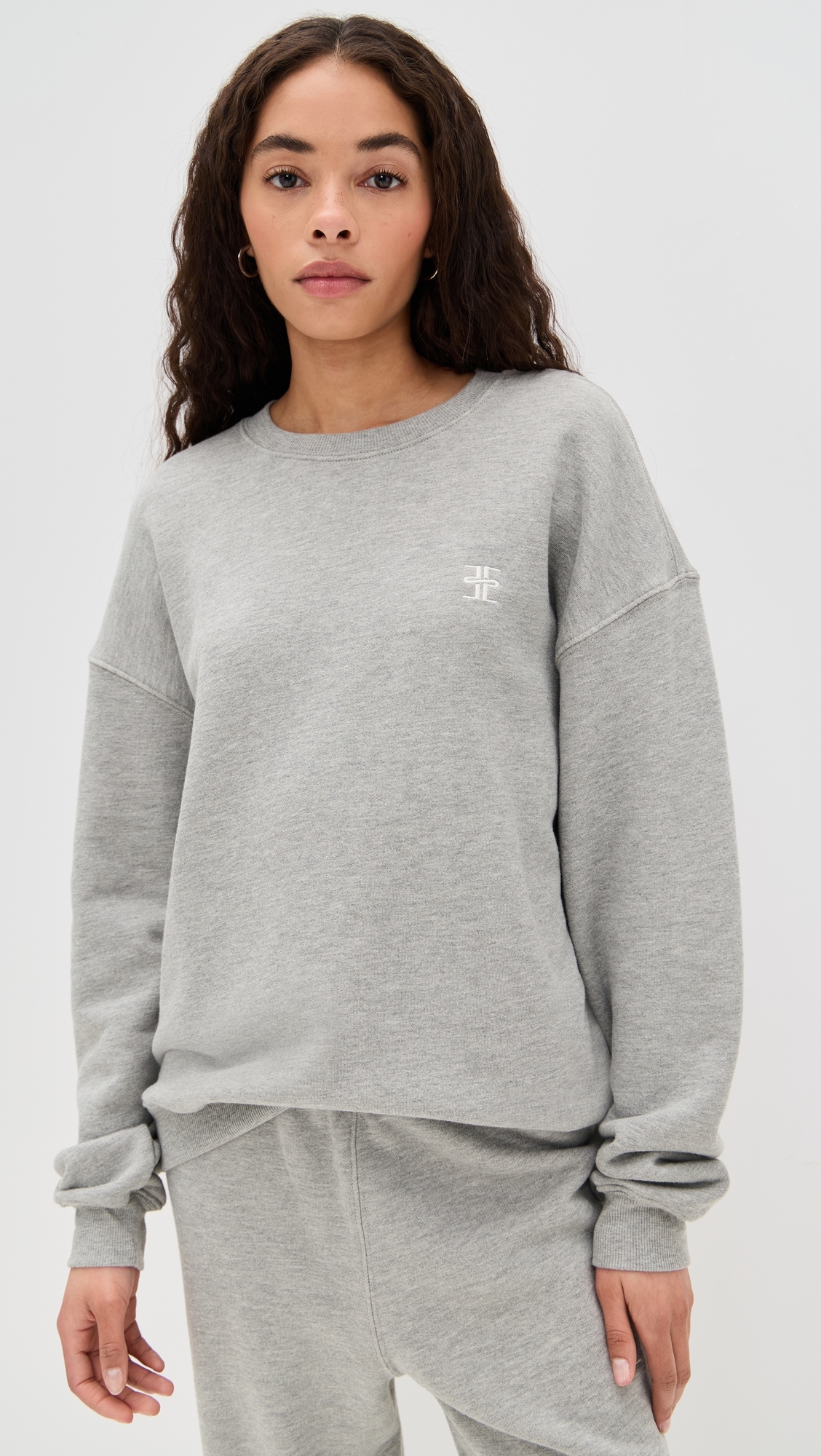 Eterne Oversized Crew Neck Sweatshirt Heather Grey 