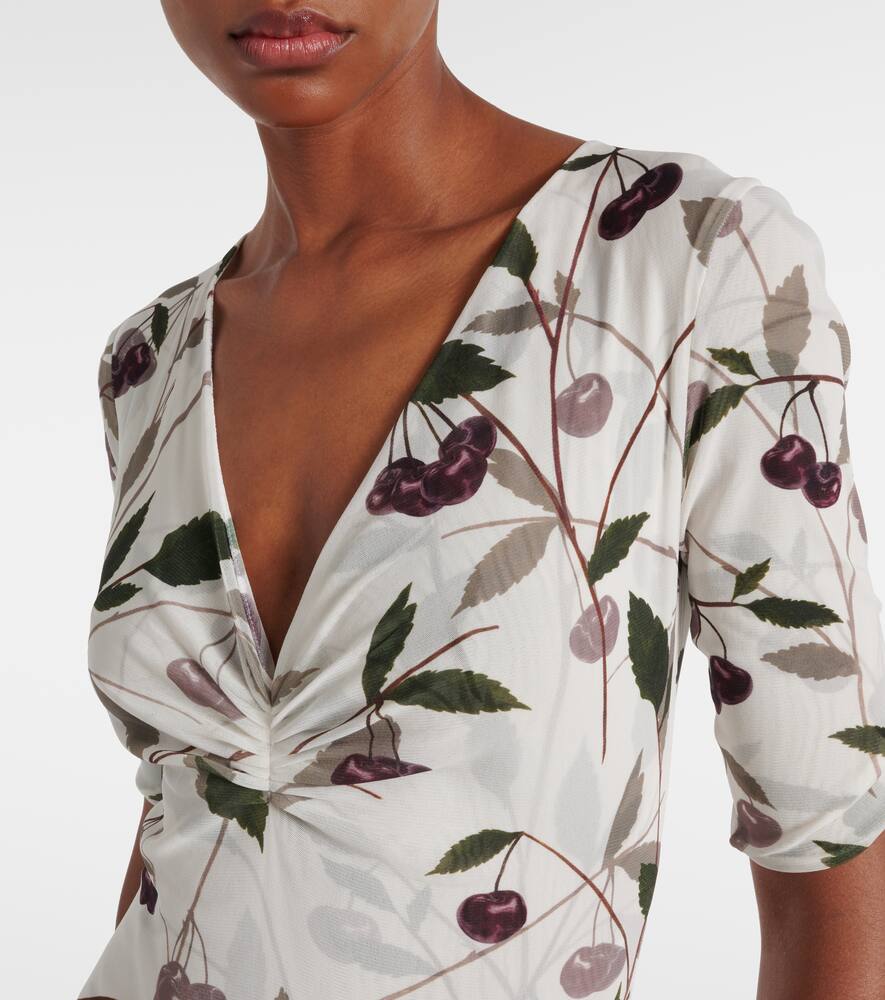Printed mesh jersey maxi dress
