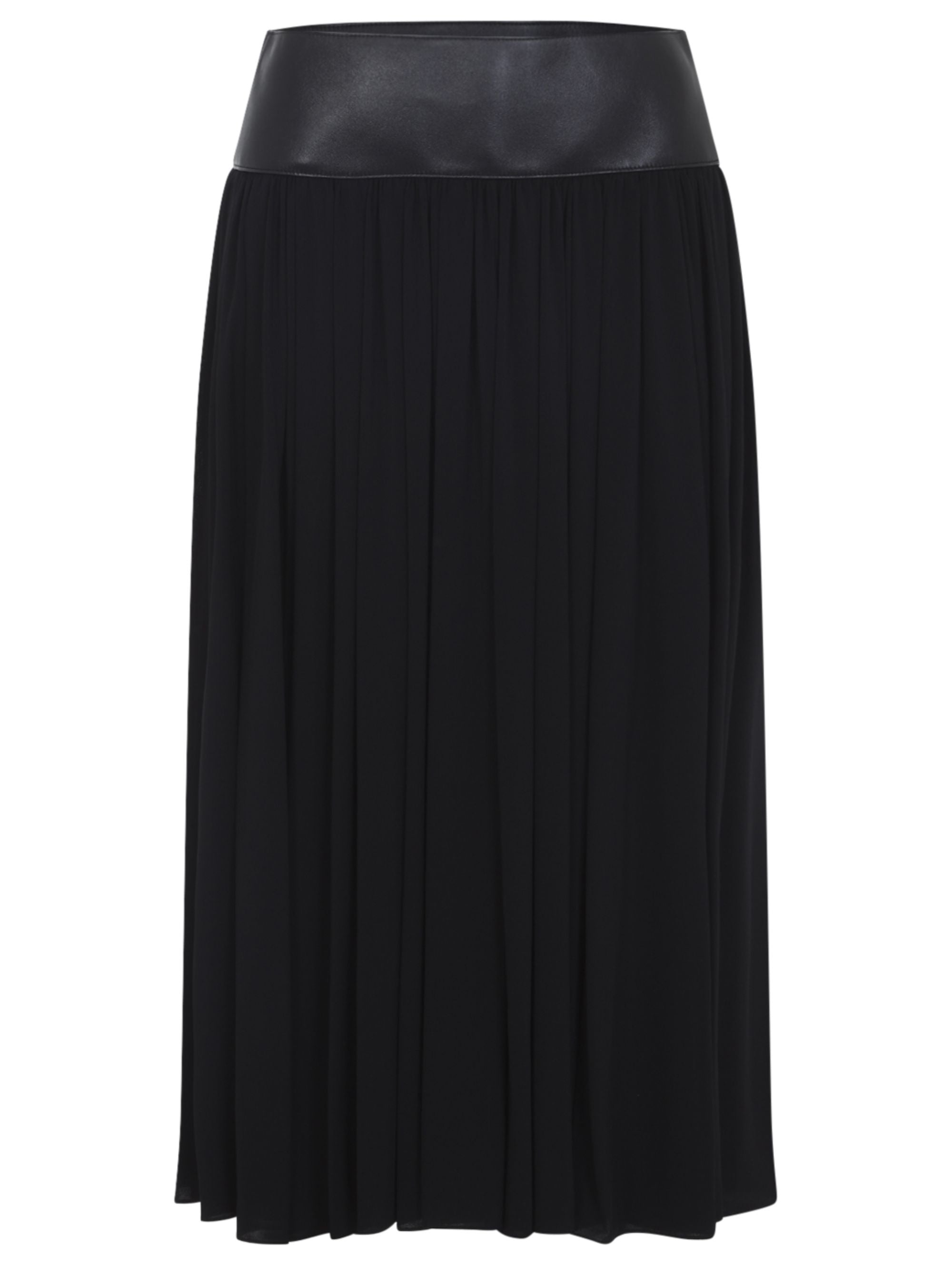 Jersey and Nappa Midi Skirt