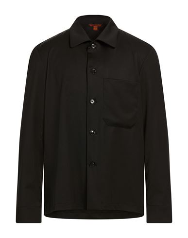 Man Shirt Black Size 36 Virgin Wool, Elastane