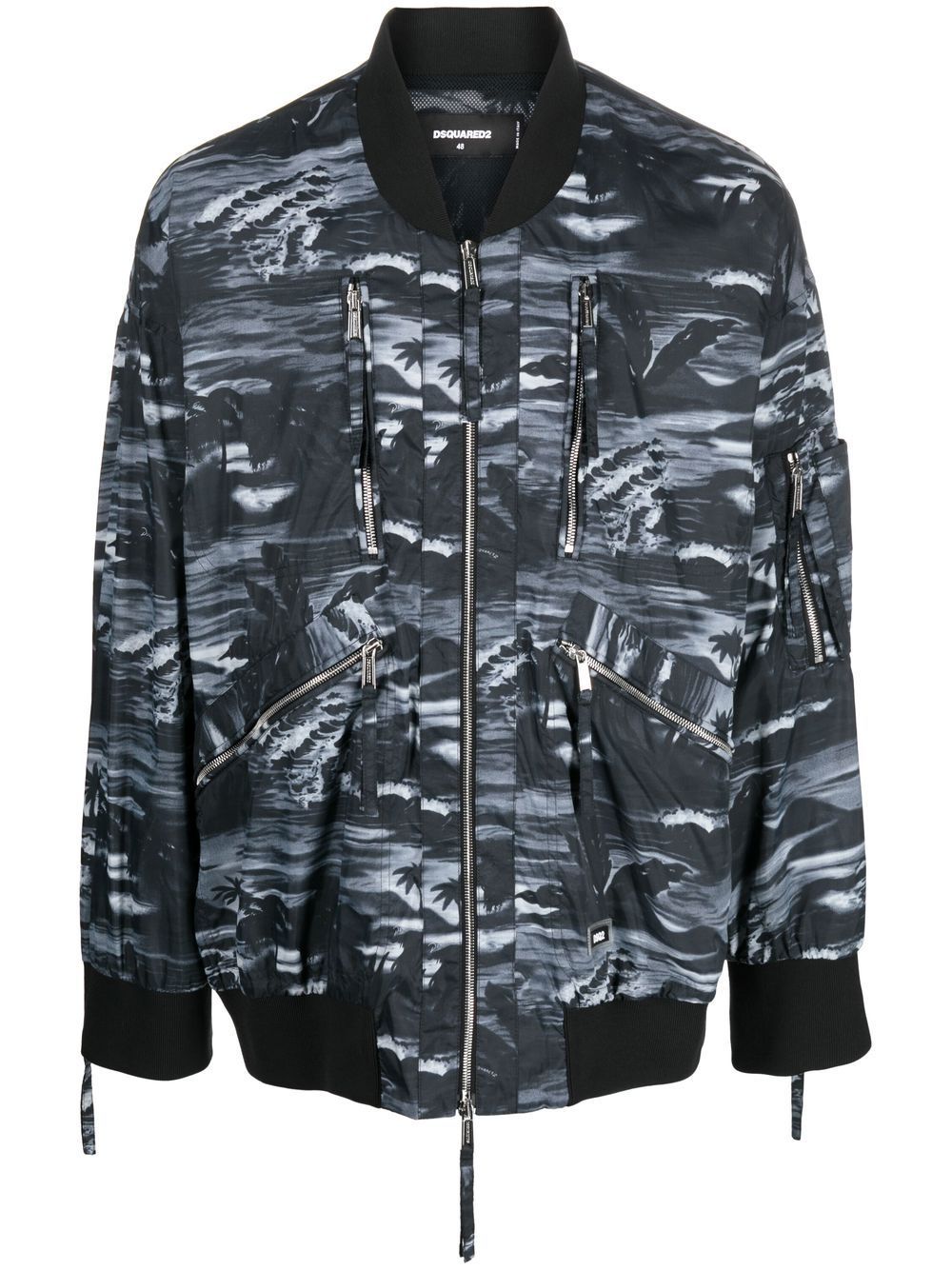 Graphic-print bomber jacket - Blue