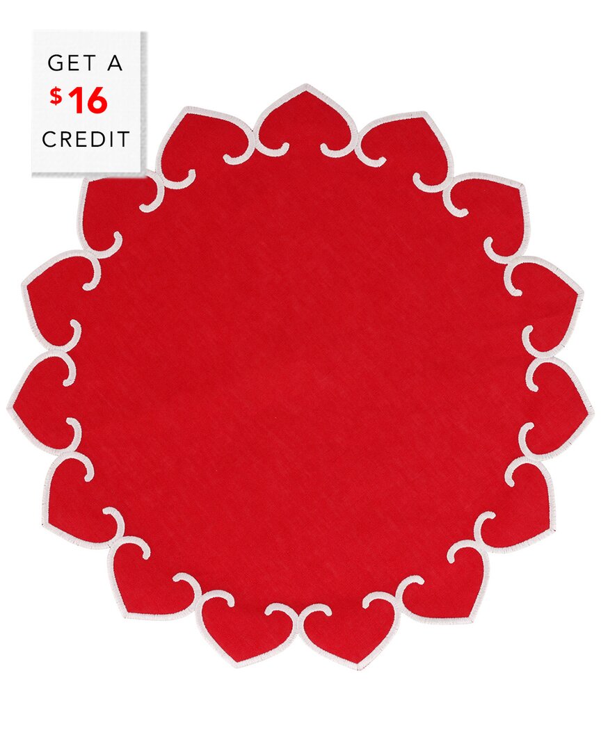 Tessuti Red Round Placemats With White Stitching ( With $16 Credit