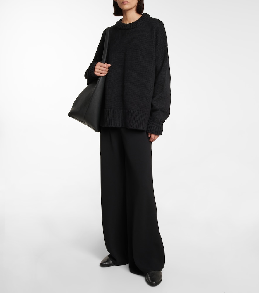 Gala high-rise wide-leg cady pants