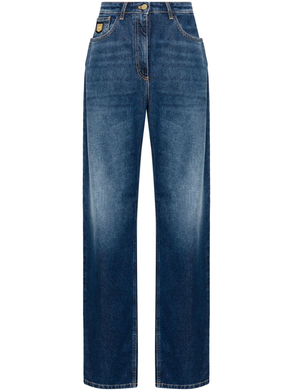 Logo plaque boyfriend jeans - Blue