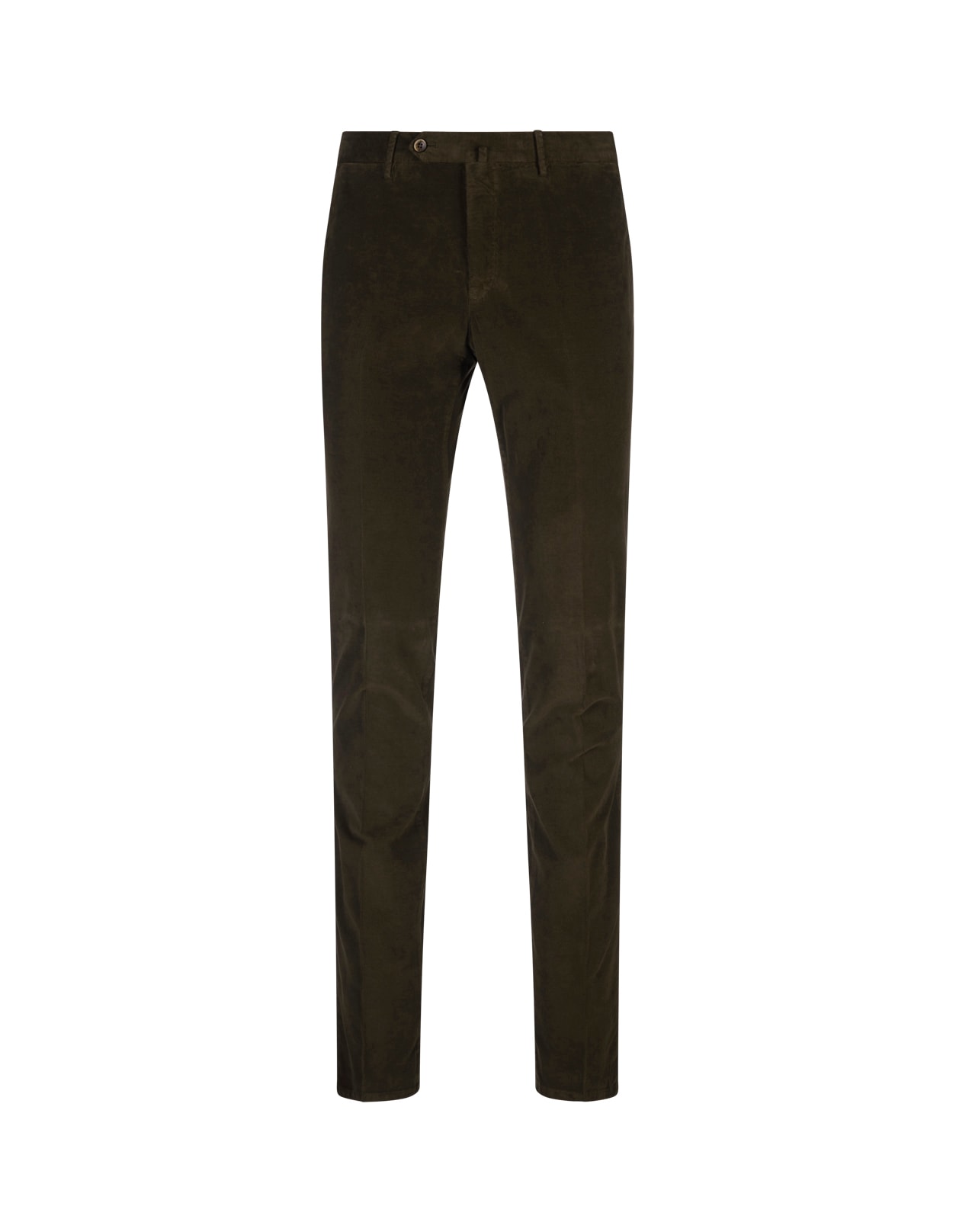 Moss Green Stretch Tricotine Slim Fit Trousers