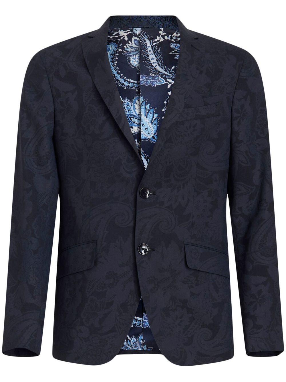 Patterned-jacquard single-breasted blazer - Blue