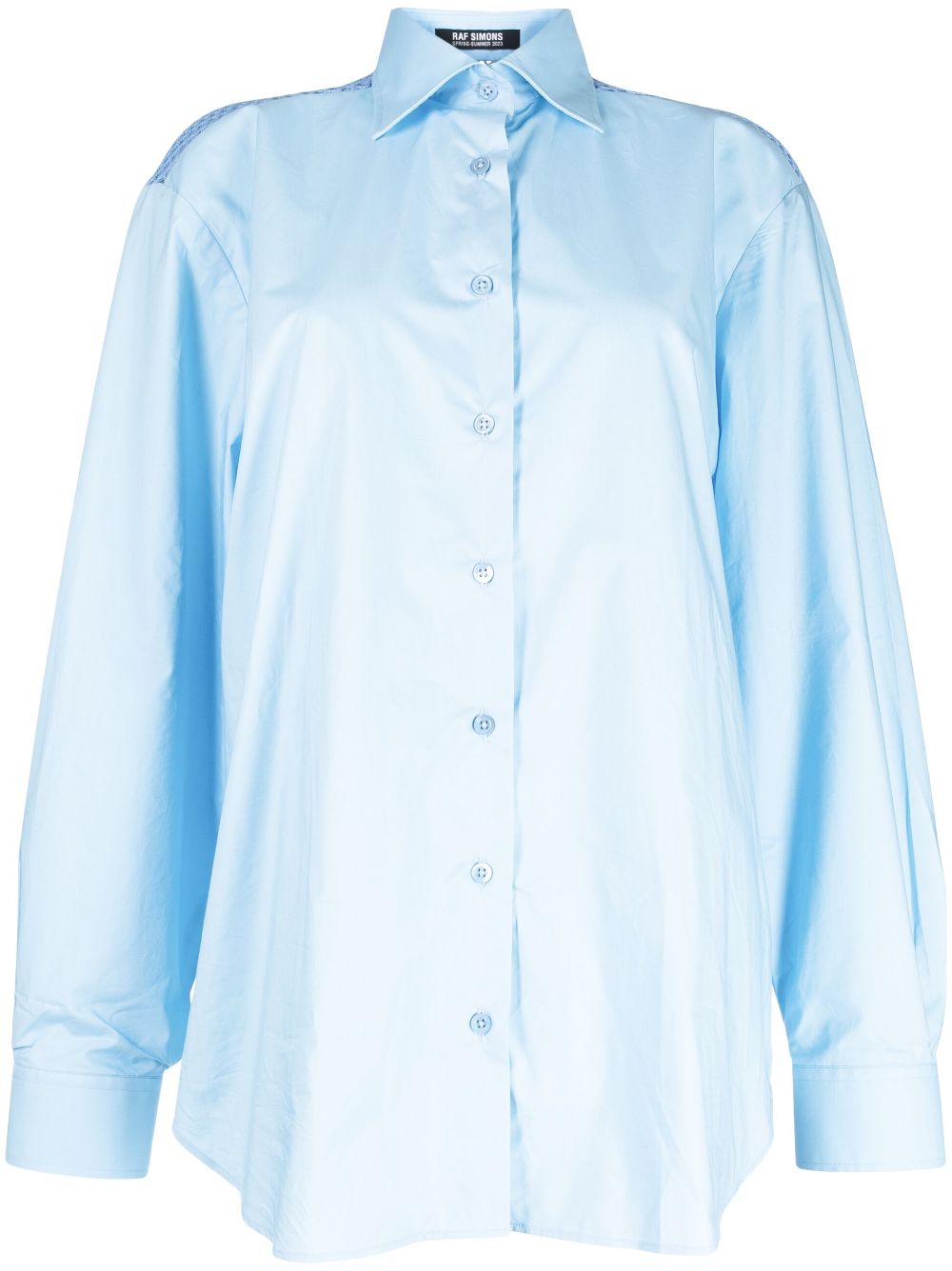 Mesh-panel cotton-poplin shirt - Blue