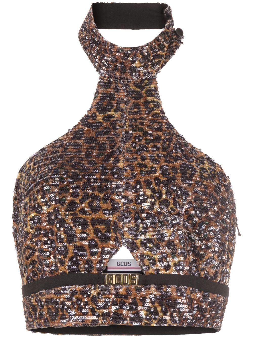 Leopard-print halterneck top - Black