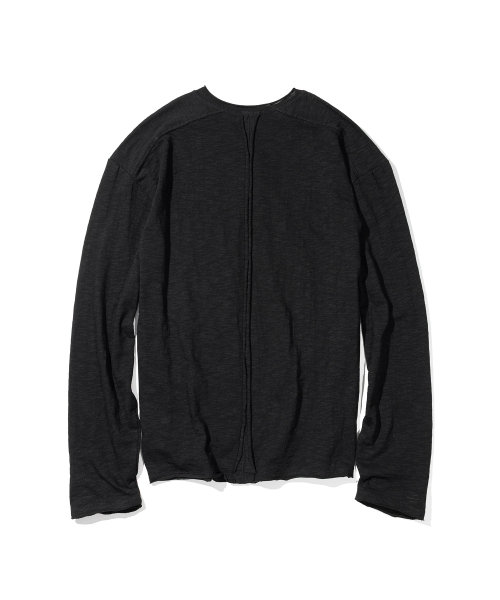 Slab Cut Divide Henley Neck Long Sleeve MSSLS001-BK