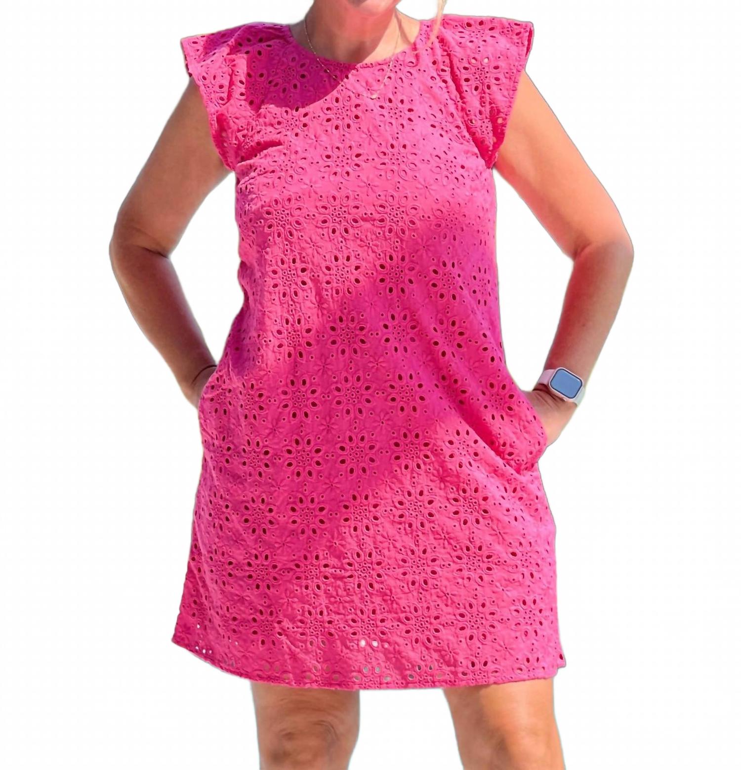Kaia Mini Dress In Fandango Pink Eyelet
