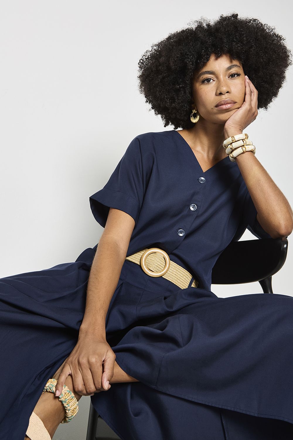 Apricot Pleated Wide-Leg Culotte Trousers In Navy