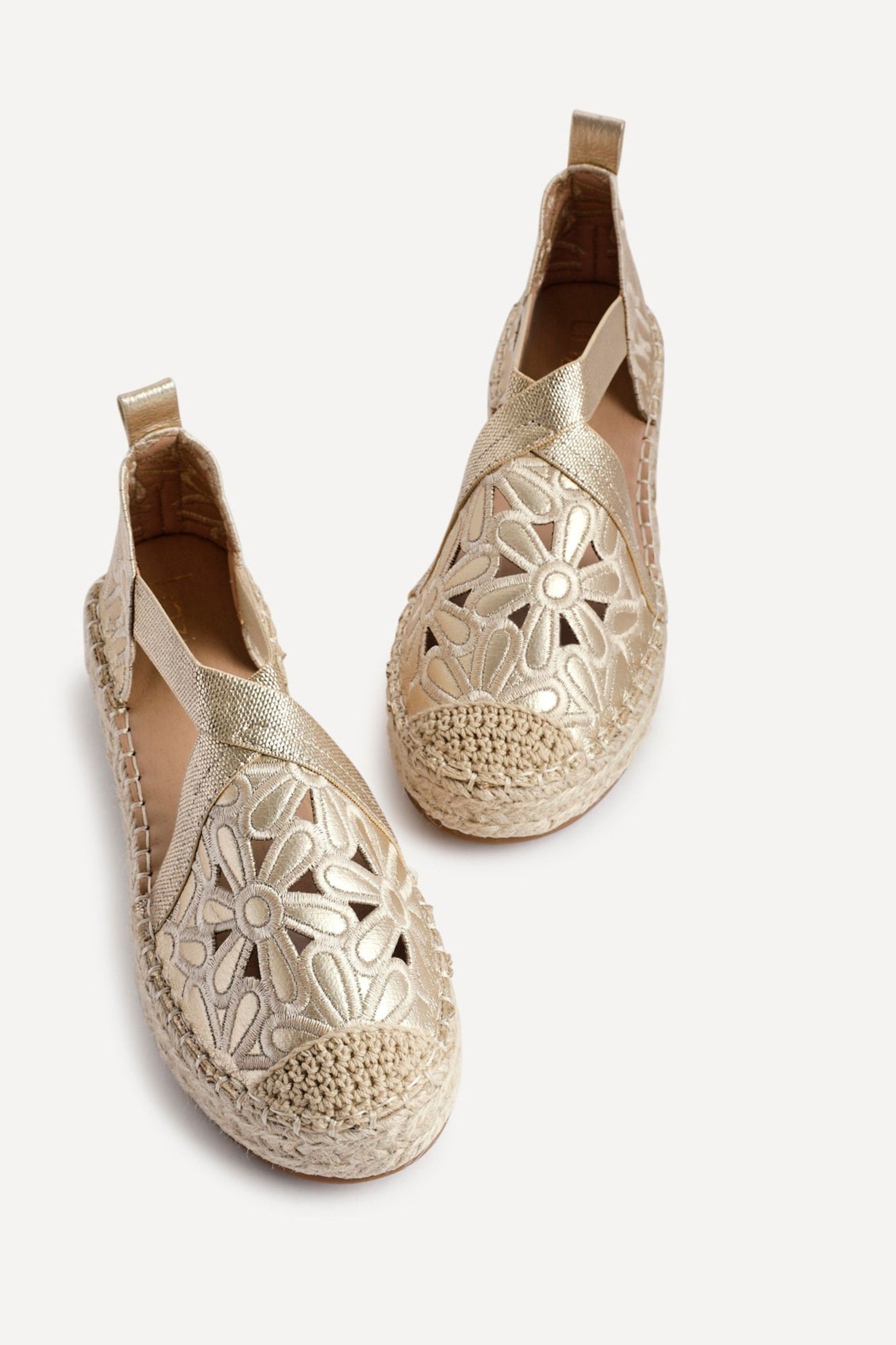 Linzi Jillian Gold Faux Leather Espadrille Sanda