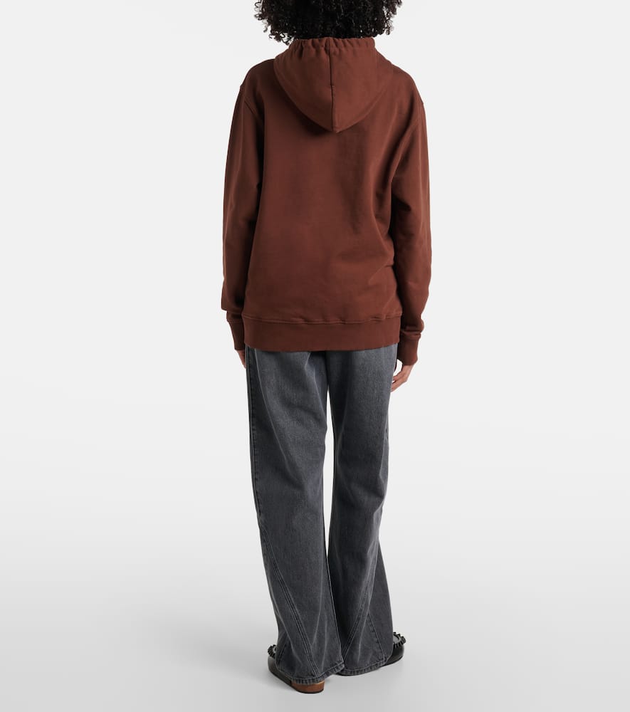 Printed embroidered cotton jersey hoodie