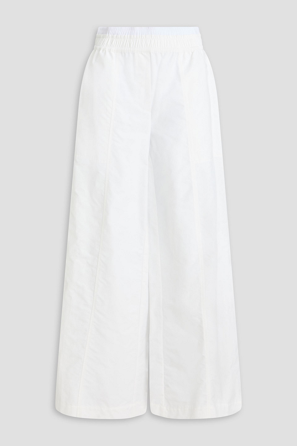 Olly cotton-blend faille wide-leg pants - White - M