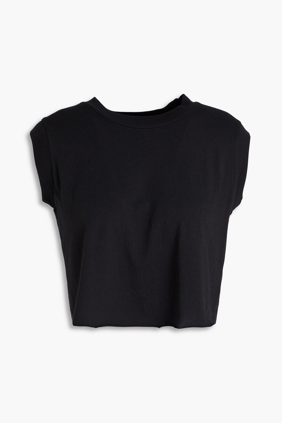 Cropped cotton and modal-blend jersey top - Black - XS