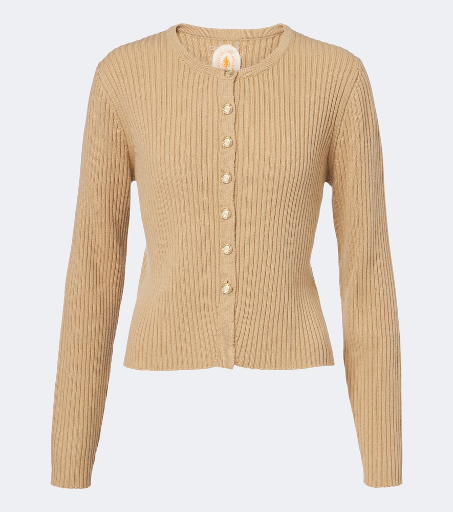 Ribbed-knit wool and cashmere cardigan
