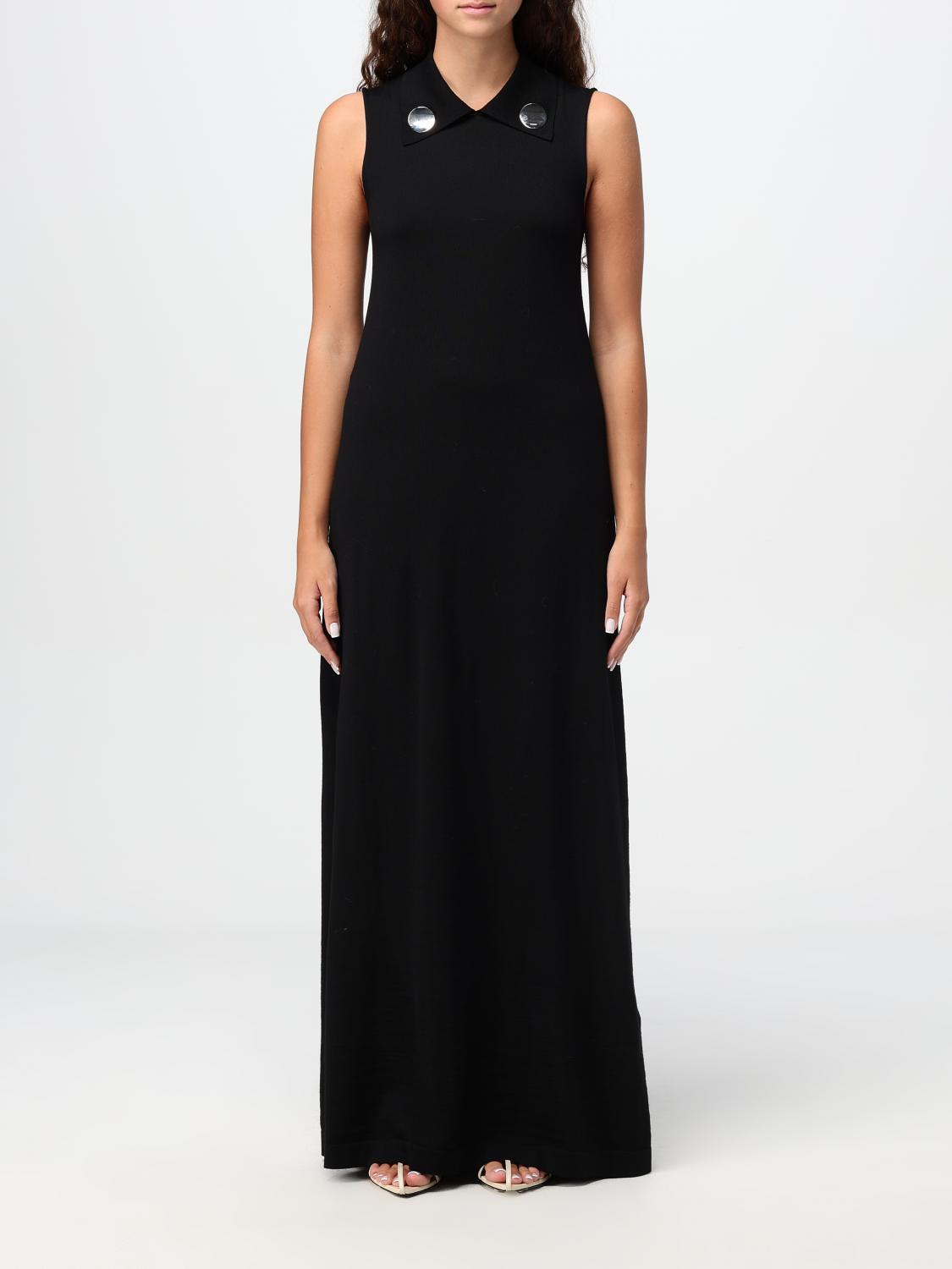 Spread-collar wool maxi dress - Black