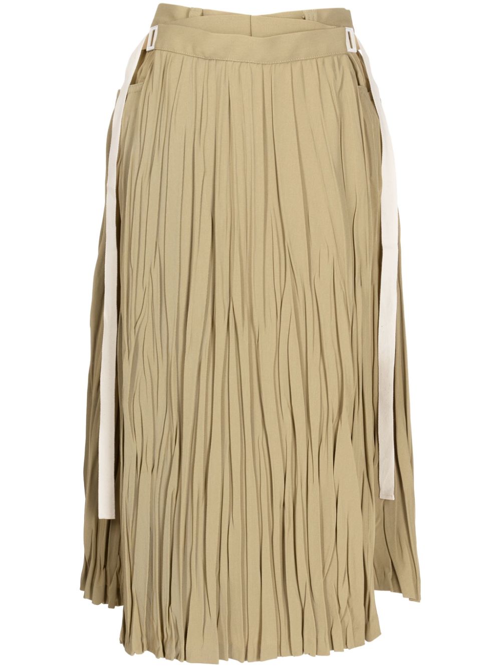 Pleated wrap midi skirt - Green