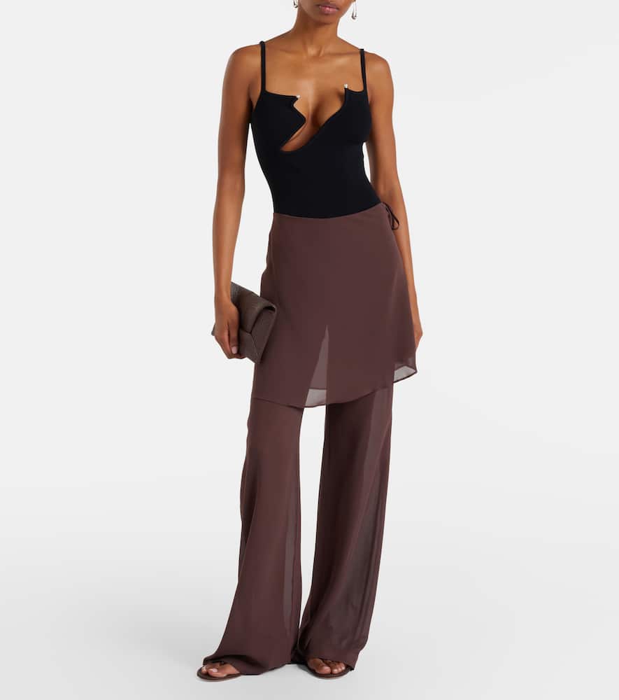 Sheer silk wide-leg pants