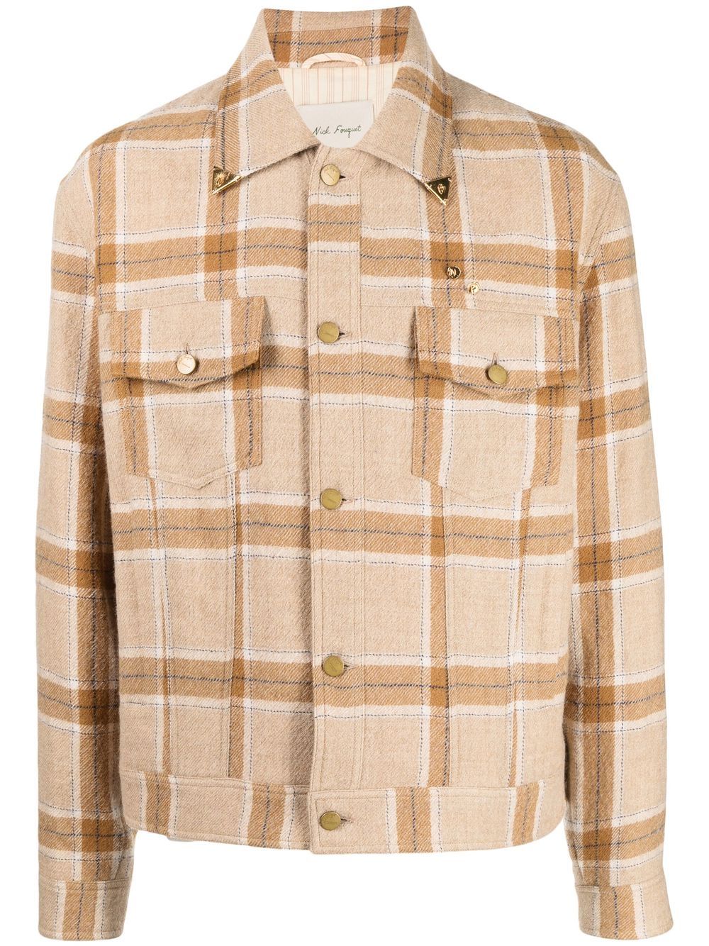 Plaid-check print shirt jacket - Brown
