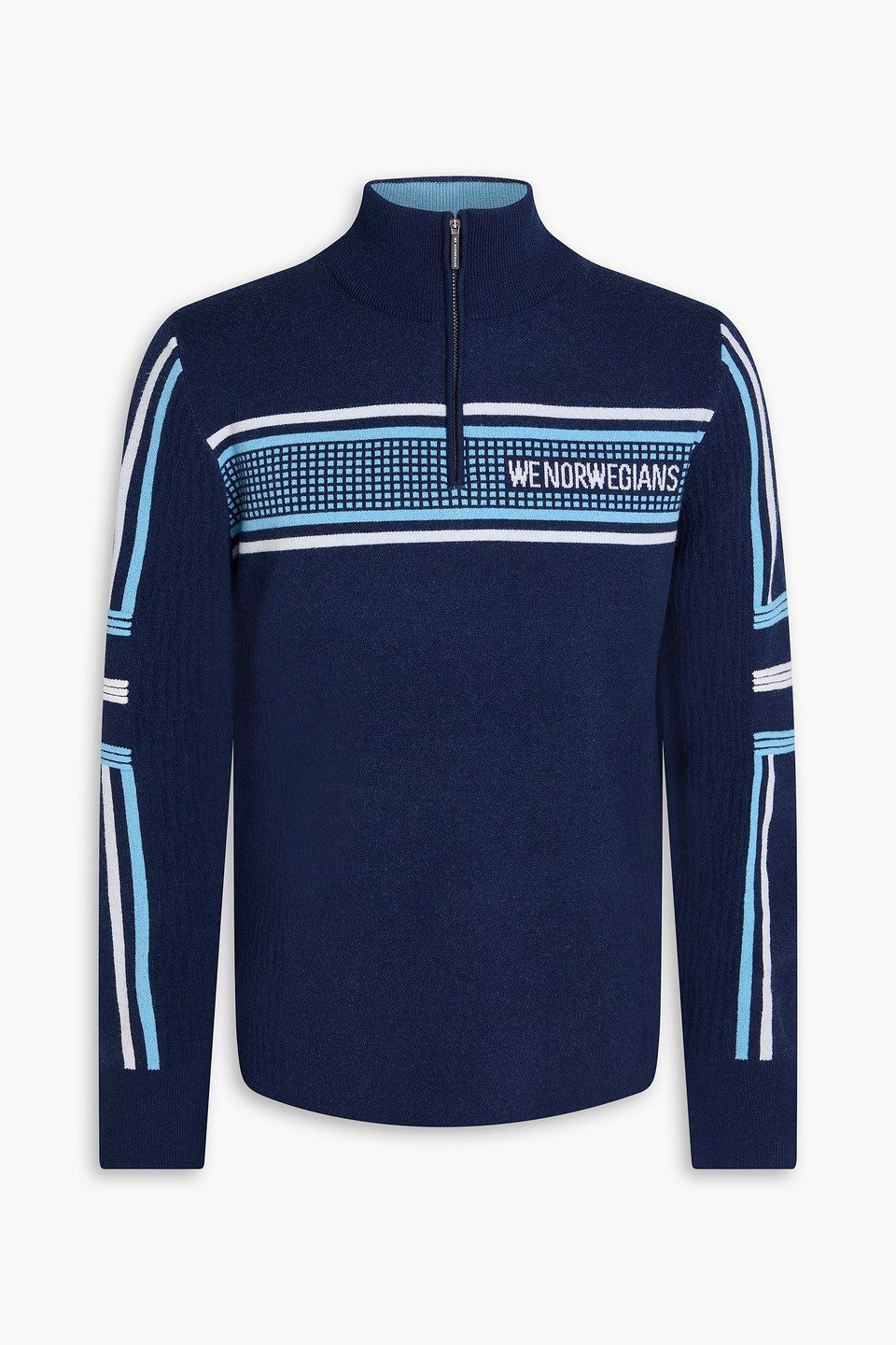 Stryn jacquard-knit merino wool-blend half-zip sweater - Blue - S