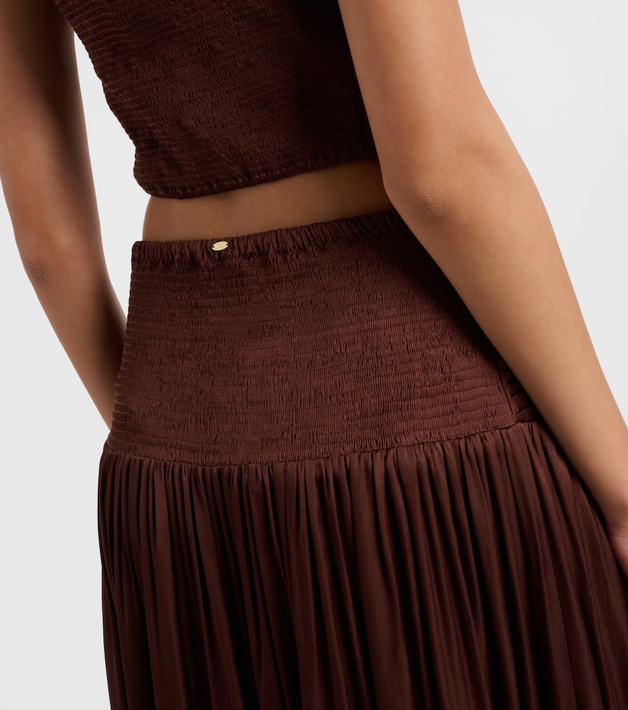 Carla pleated satin maxi skirt