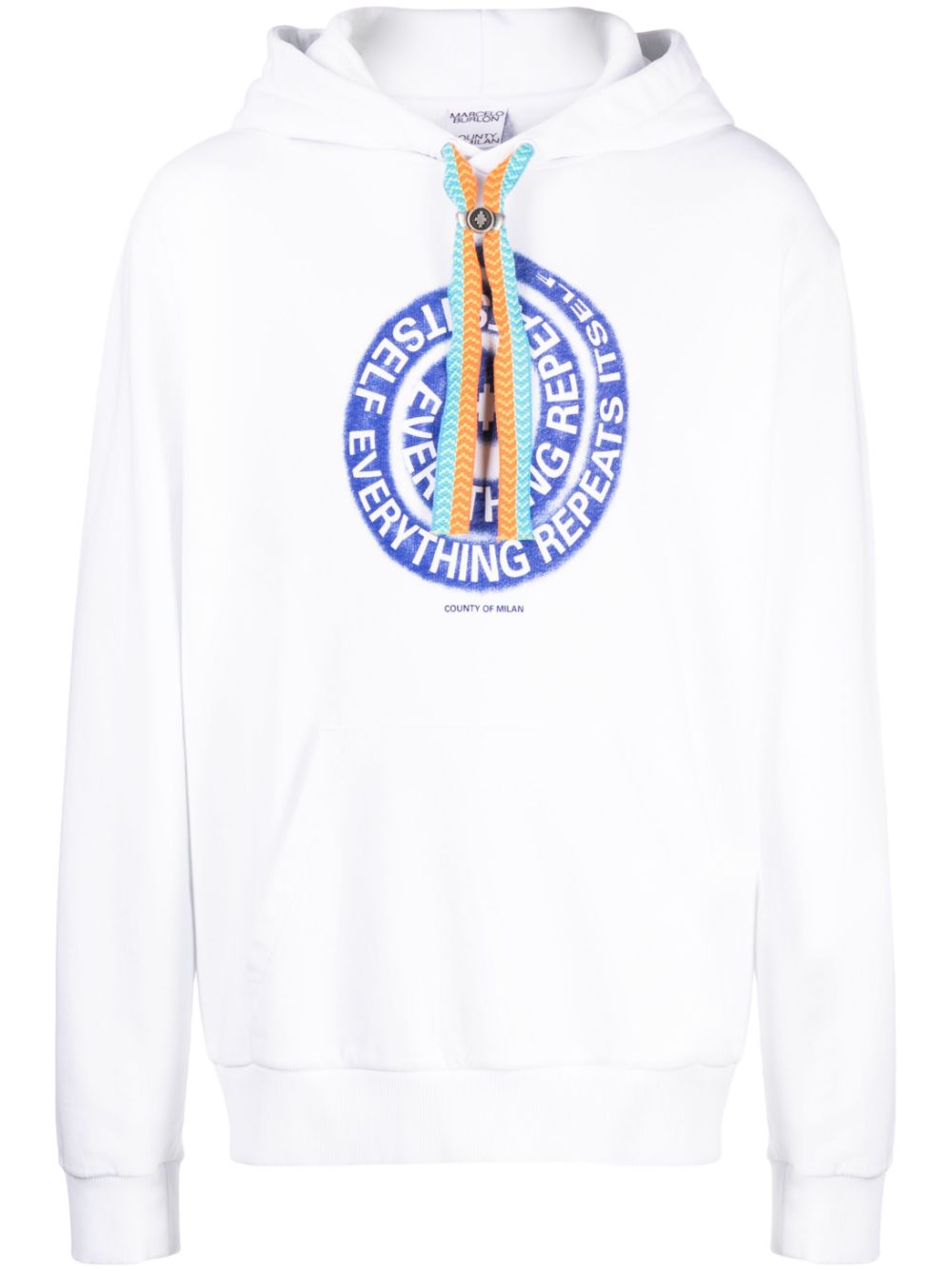 Swirl-print cotton hoodie - White