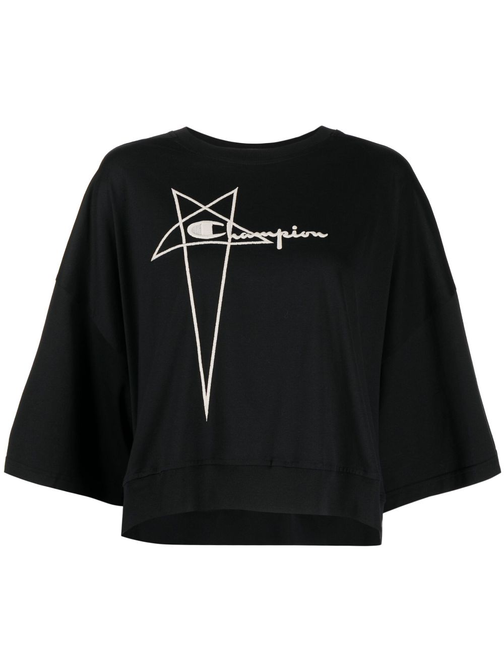 Logo-embroidered cotton T-shirt - Black