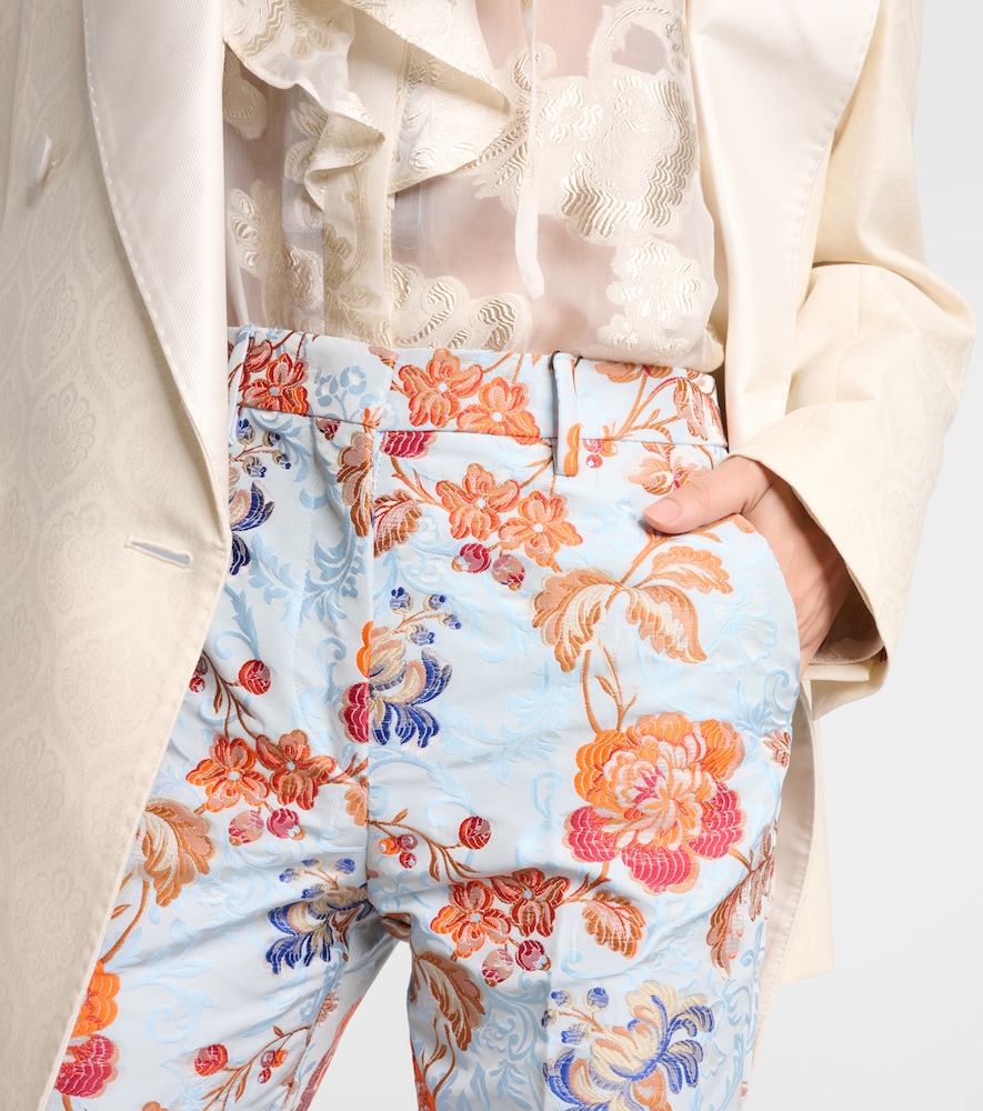 Floral jacquard pants