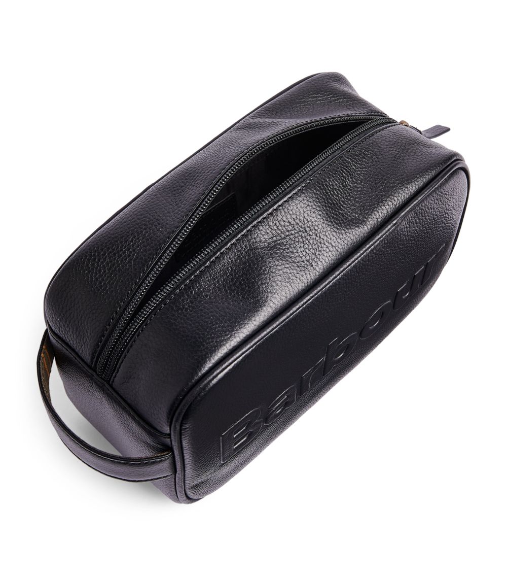 Leather Debossed Logo Wash Bag