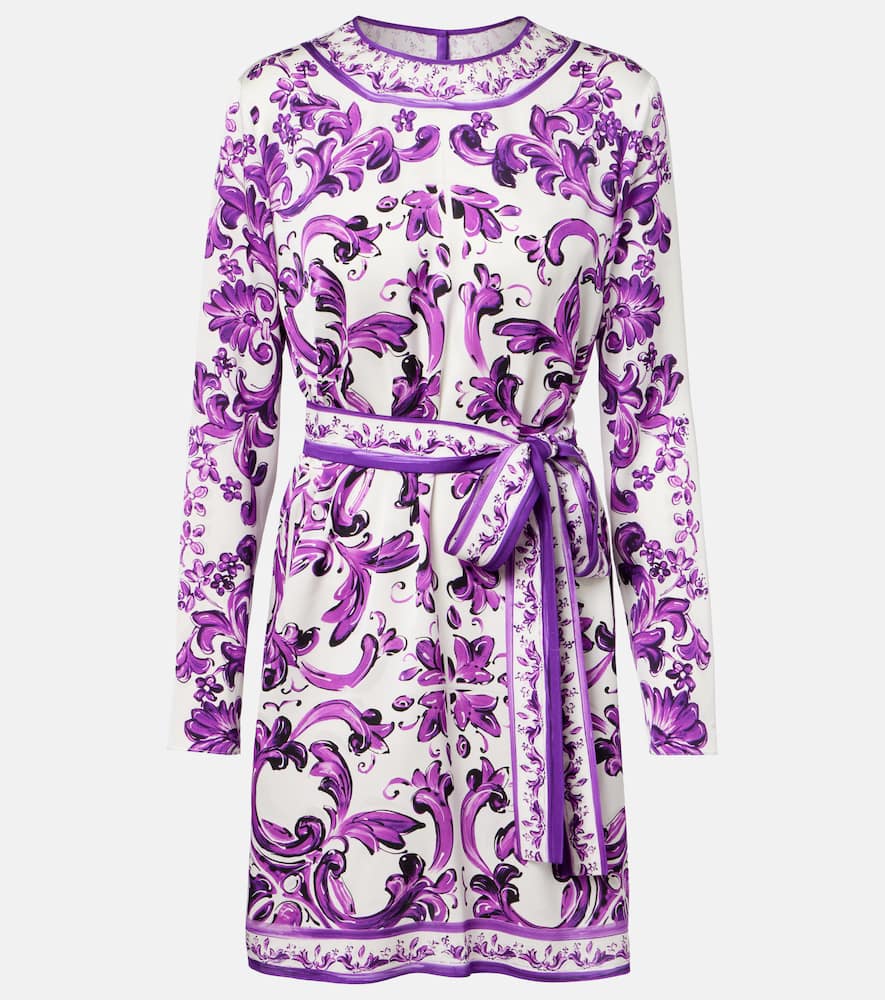 Majolica silk-blend minidress